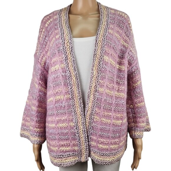 Micheline Boucher Beverini Womens Sweater M  Pink Purple Mohair Vintage - Picture 1 of 9